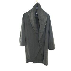 On the Road Hooded Cardigan Quilted Detail S/M Olive Green Charcoal